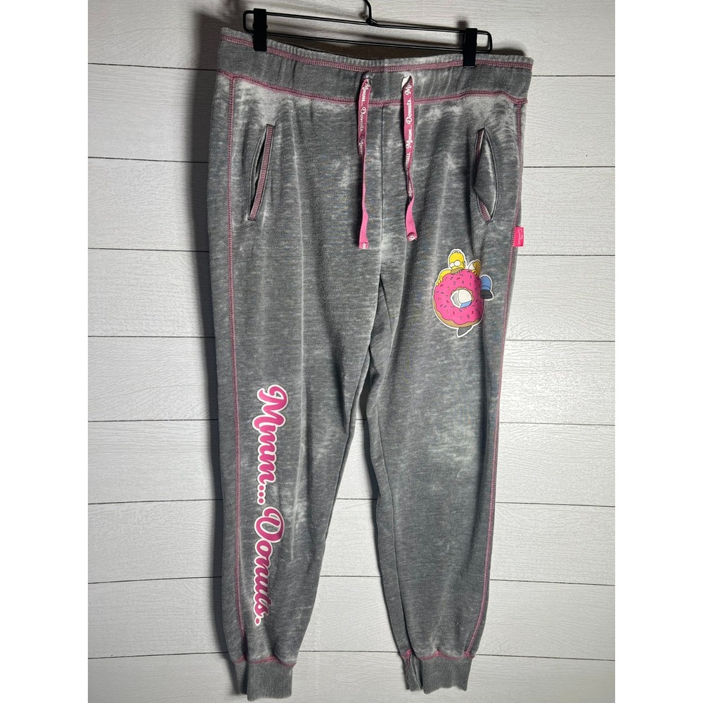 The Simpsons Homer Simpson Sweatpants Men's XL Mmmm Donuts Gray Joggers 36x30